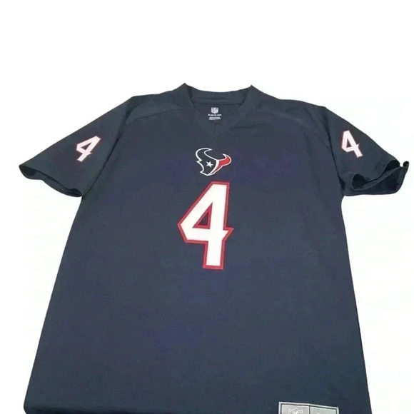 NFL Houston Texans #4 Watson Jersey Shirt Youth Boys XL 18/20 Navy V-Neck - Picture 3 of 13